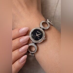 DKNY Silver & Rhinestone Bracelet Watch